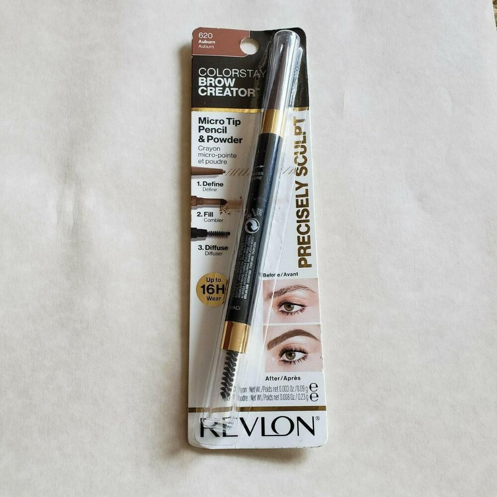 Revlon ColorStay Waterproof Brow Creator 2-in-1 Eyebrow Pencil Powder 620 Auburn